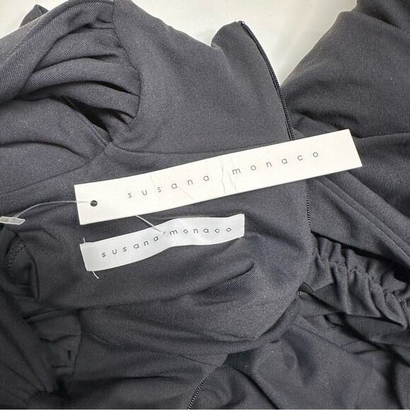 NWT | Susana Mónaco | Crisscross Mock Long Sleeve Dress | Onyx | Small - Picture 12 of 15